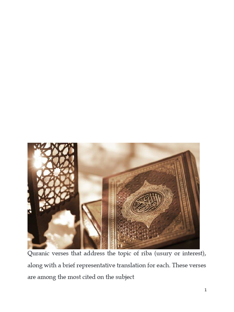 Quranic Verses Prohibiting Riba | PDF