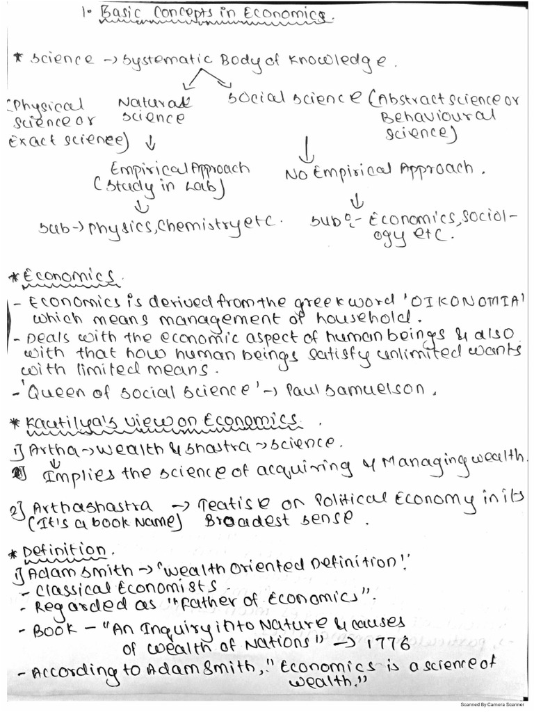 11th Std Economics - Basic Concepts in Economics | PDF