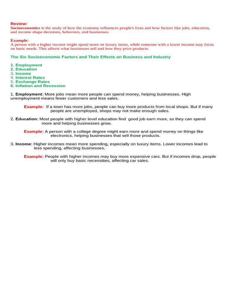 Socioeconomic Factors Impacting Business | PDF