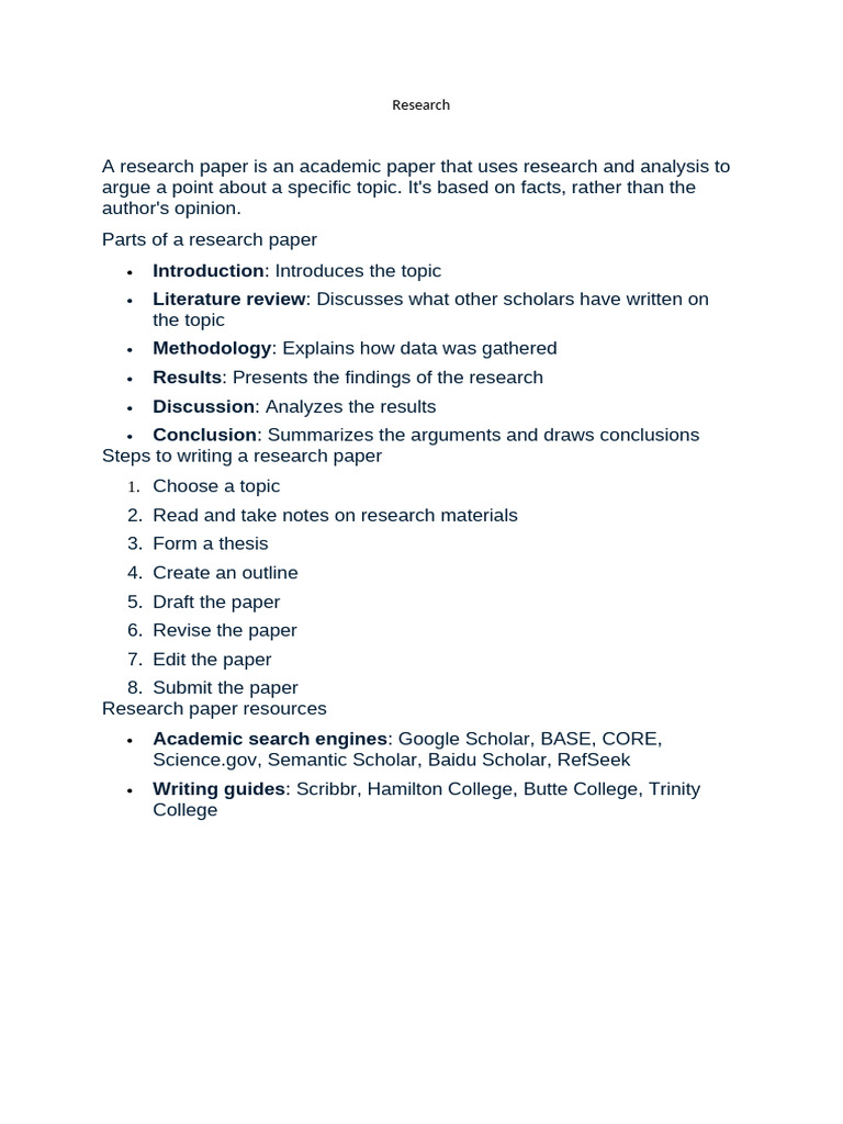 Guide to Writing a Research Paper | PDF