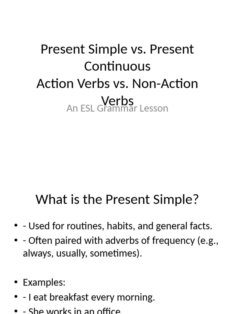 Present Simple vs. Continuous Verbs Guide | PDF