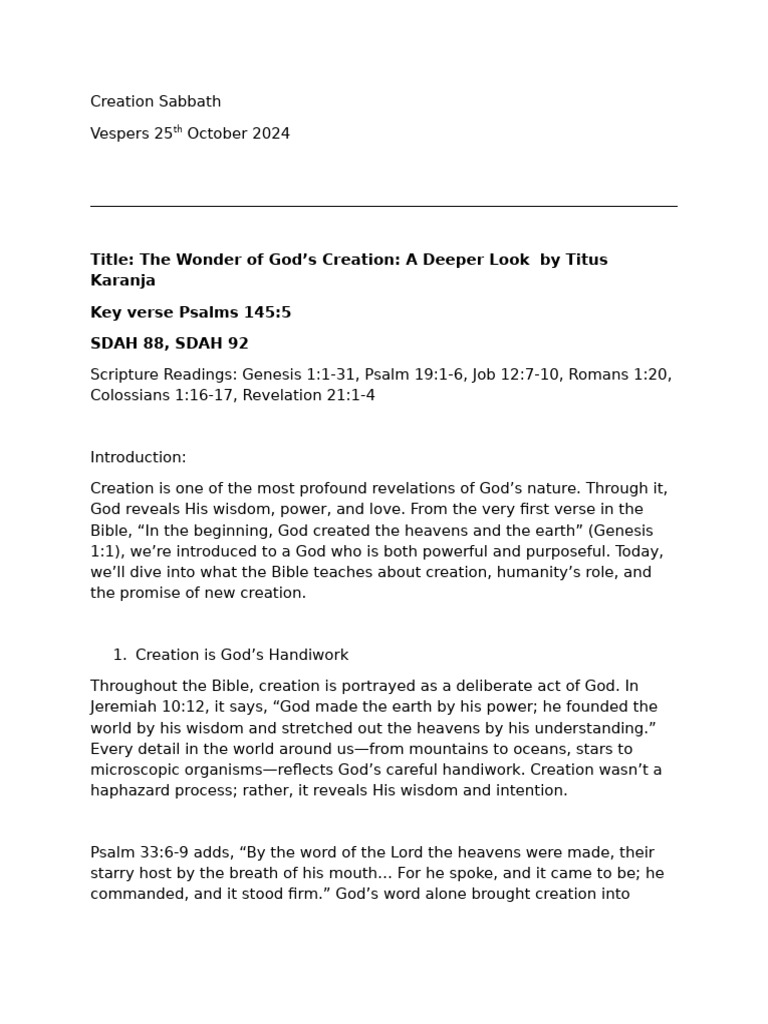 A Deeper Look Pdf Genesis Creation Narrative Image Of God