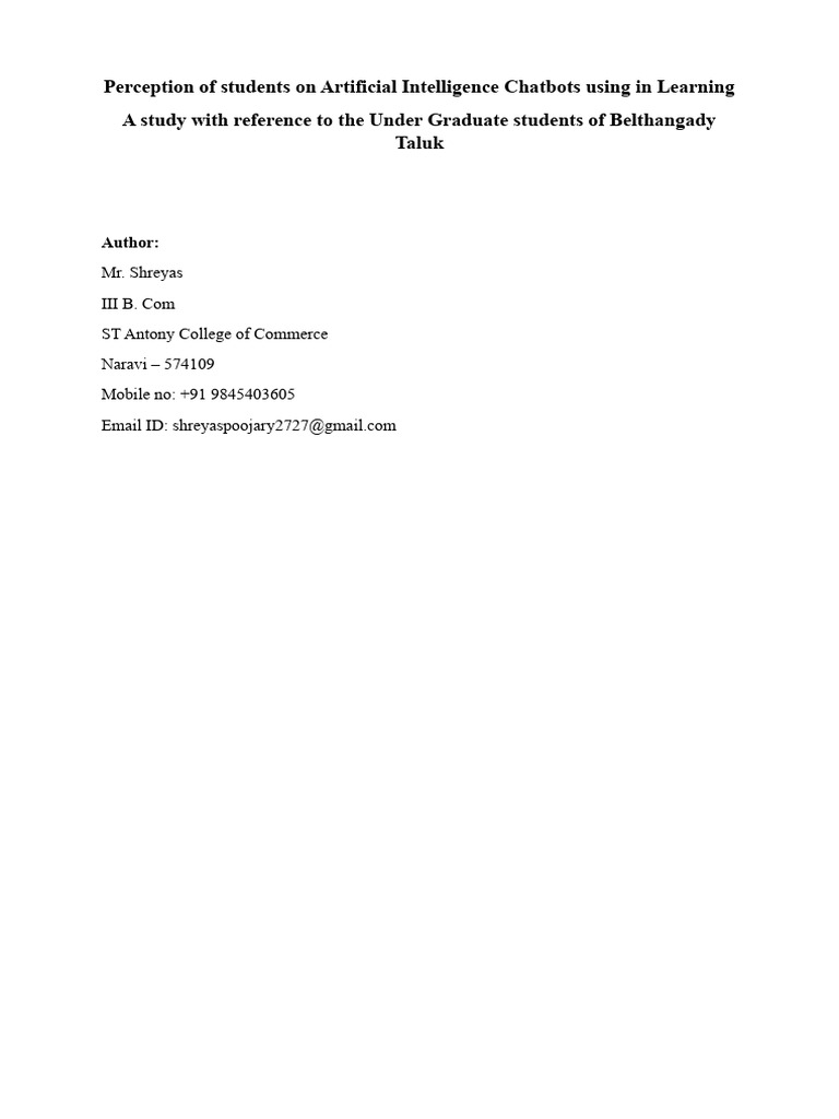Student Views on AI Chatbots in Learning | PDF | Artificial ...