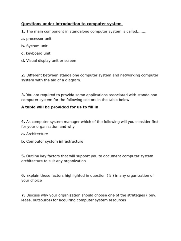 Introduction to Computer System Q&A | PDF