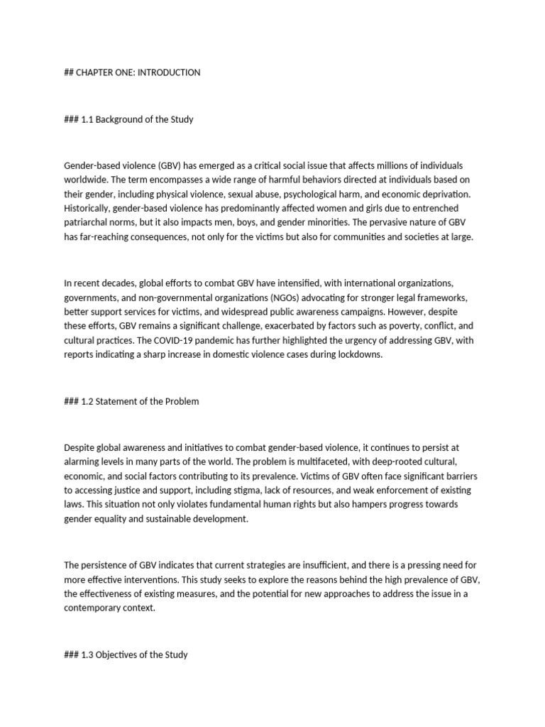 Addressing The Effect of Gender Based Violence | PDF | Violence ...