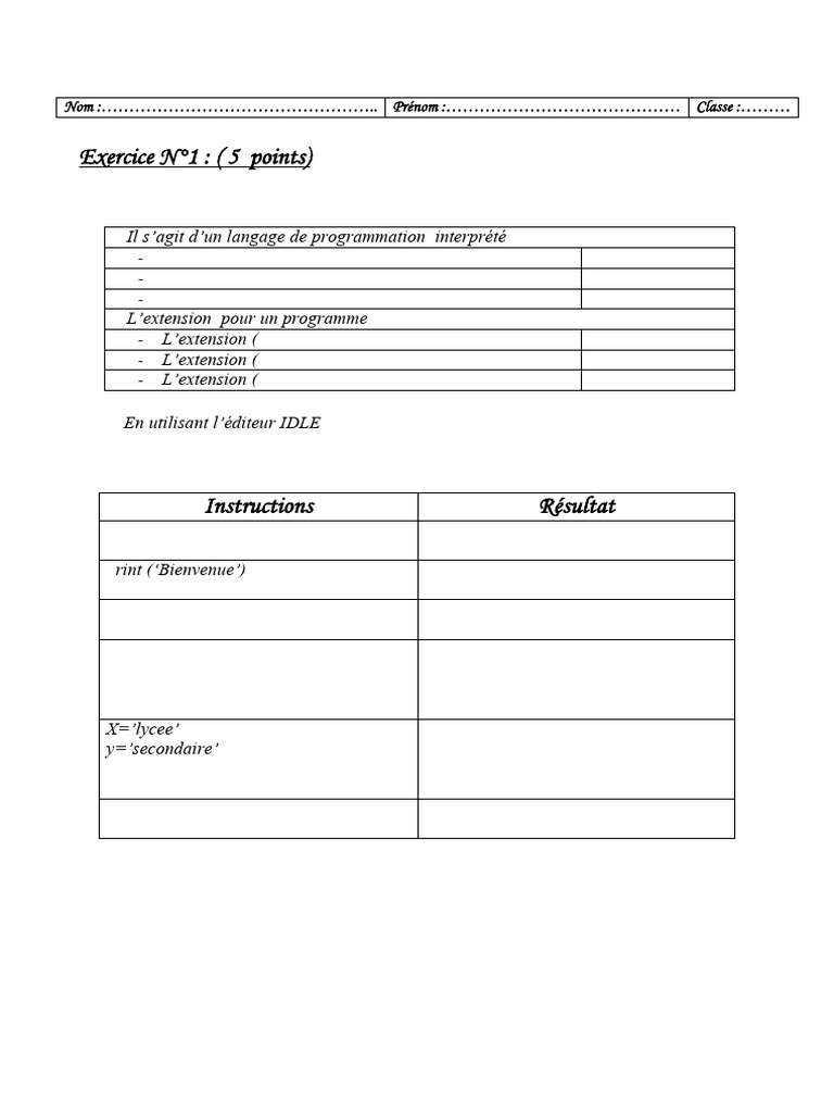 Exercice Python 1ère DS | PDF | Bibliothèque logicielle | Python ...