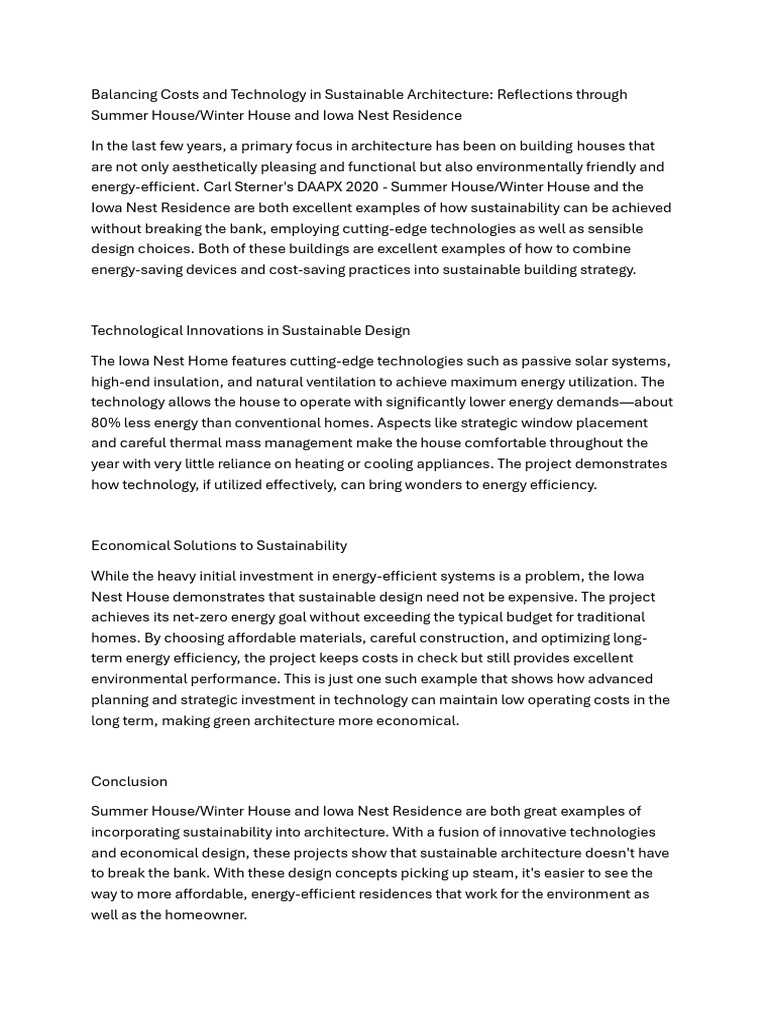 Sustainable Architecture: Cost-Effective Innovations | PDF | Efficient ...