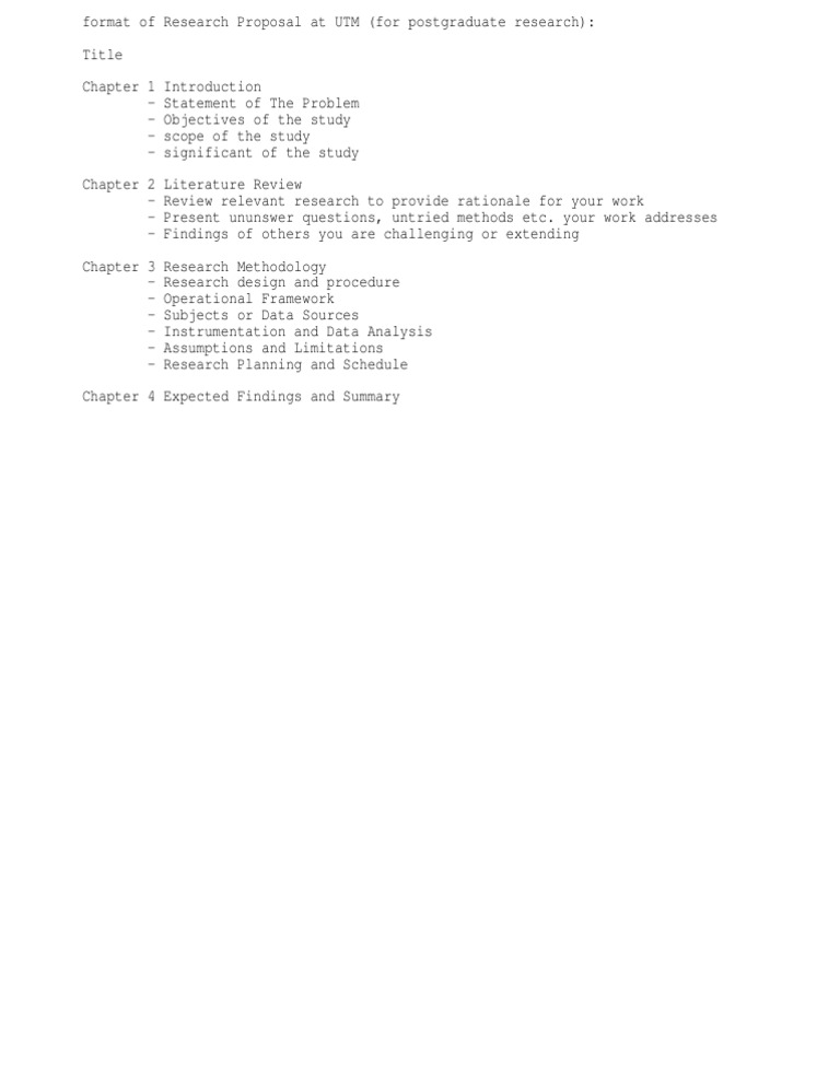 UTM Research Proposal Format Guide | PDF | Technology & Engineering