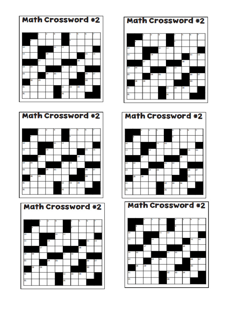 Math Crossword | PDF