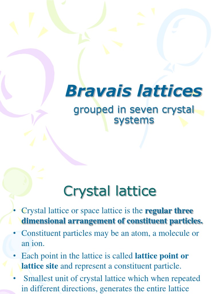 Bravais Lattices in Crystal Systems | PDF