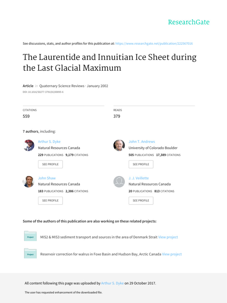 Laurentide Ice Sheet Last Glacial Maximum | PDF | Hydrology | Earth ...