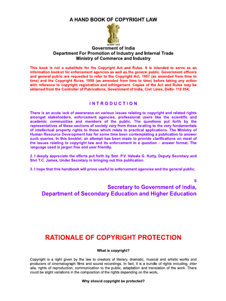 Handbook of Copyright Law Goi | PDF