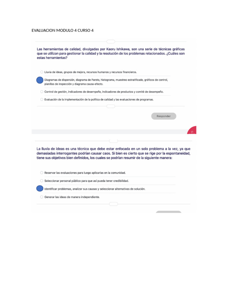 Evaluacion Modulo 4 Curso 4 | PDF