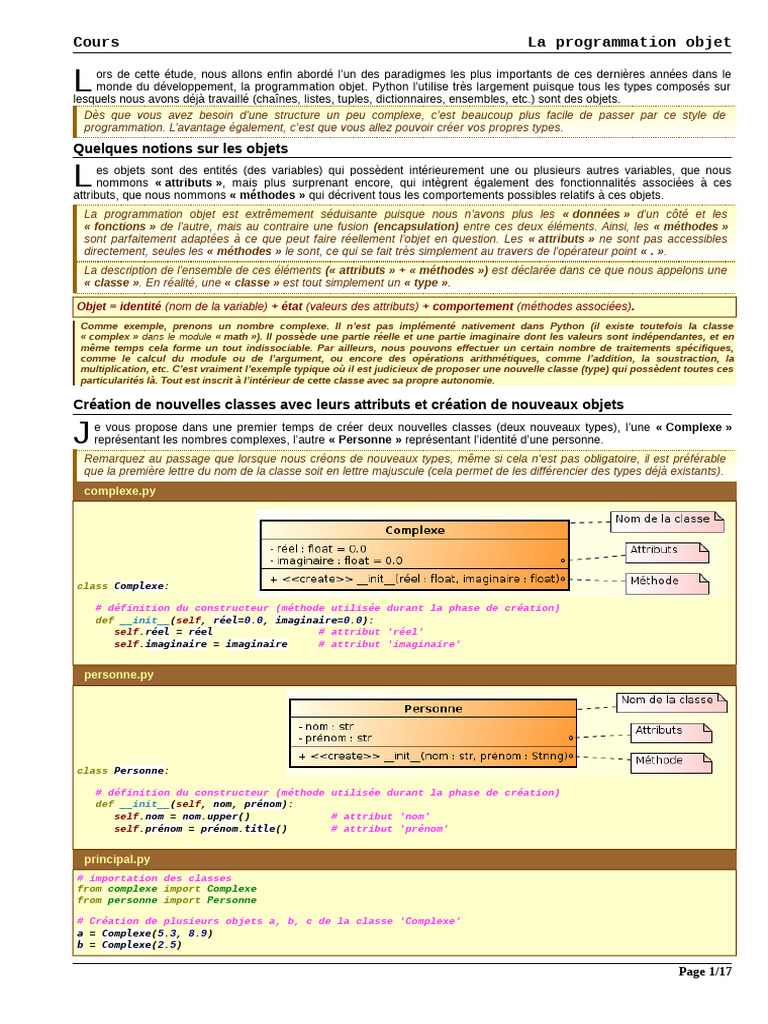 Introduction à la Programmation Objet en Python | PDF | Nombre complexe ...