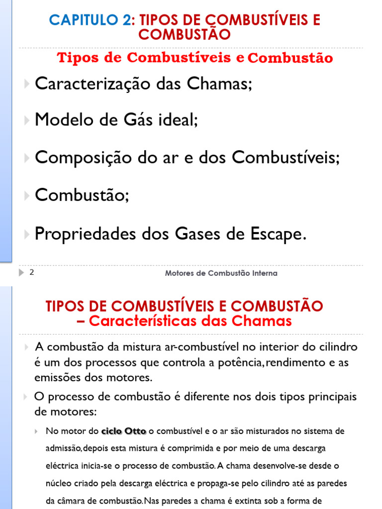 Tipos de Combustíveis e Combustão em Motores | PDF | Combustão | Motores