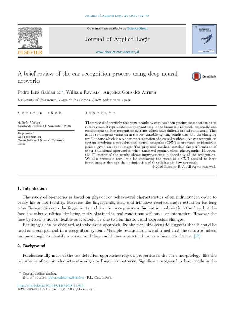 Ear Recognition with Deep Neural Networks | PDF | Principal Component ...