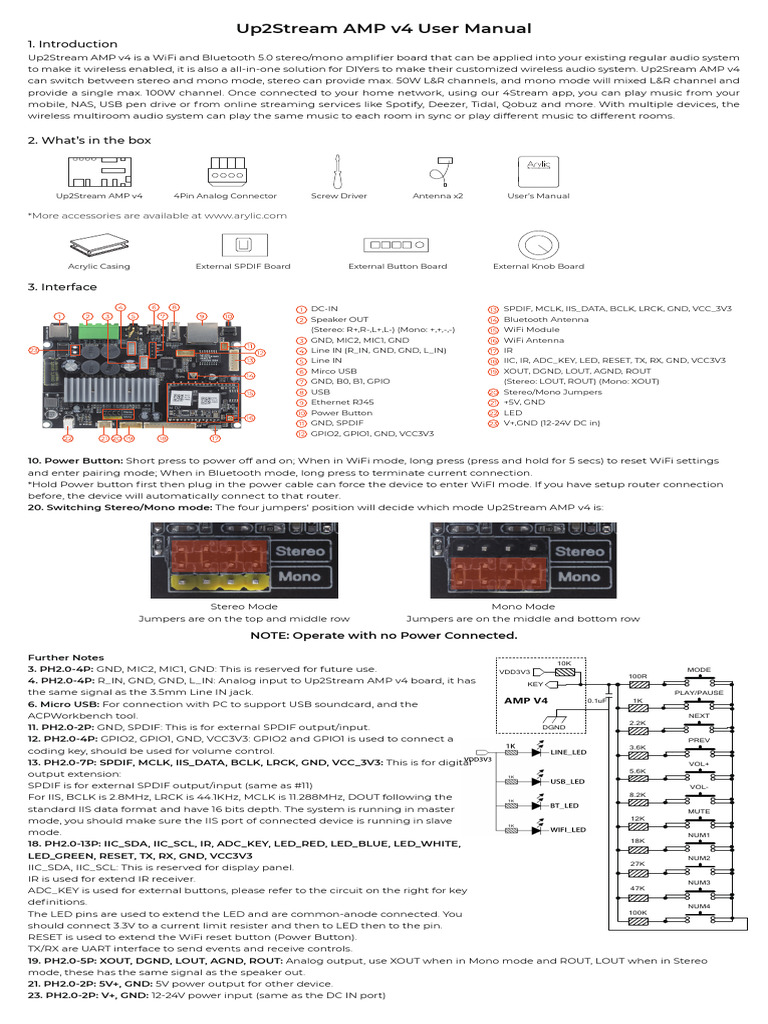 Up2Stream AMP v4 User Manual | PDF | Usb | Bluetooth