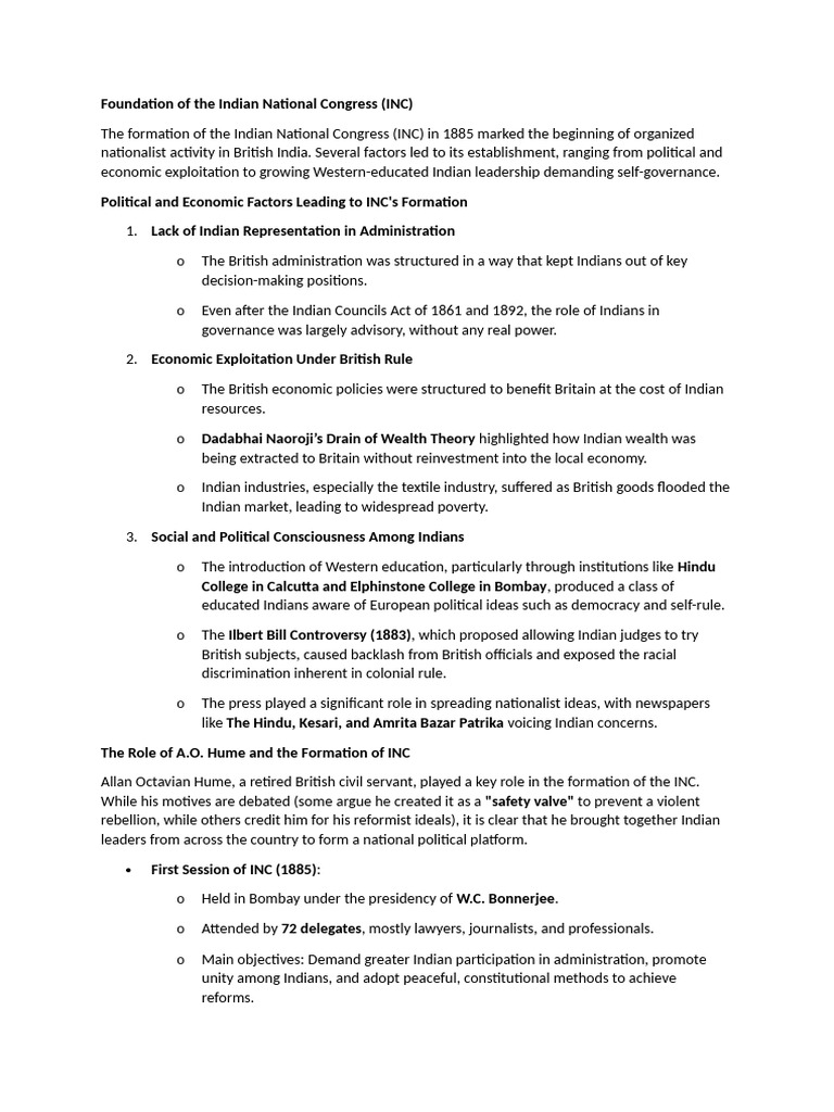 Foundation of Indian National Congress | PDF | British Raj | Indian ...