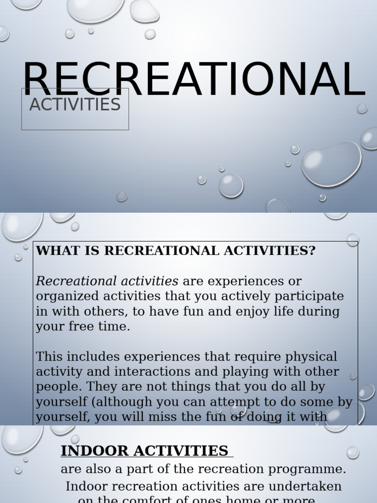 RECREATIONAL-ACTIVITIES | PDF | Recreation | Underwater Diving