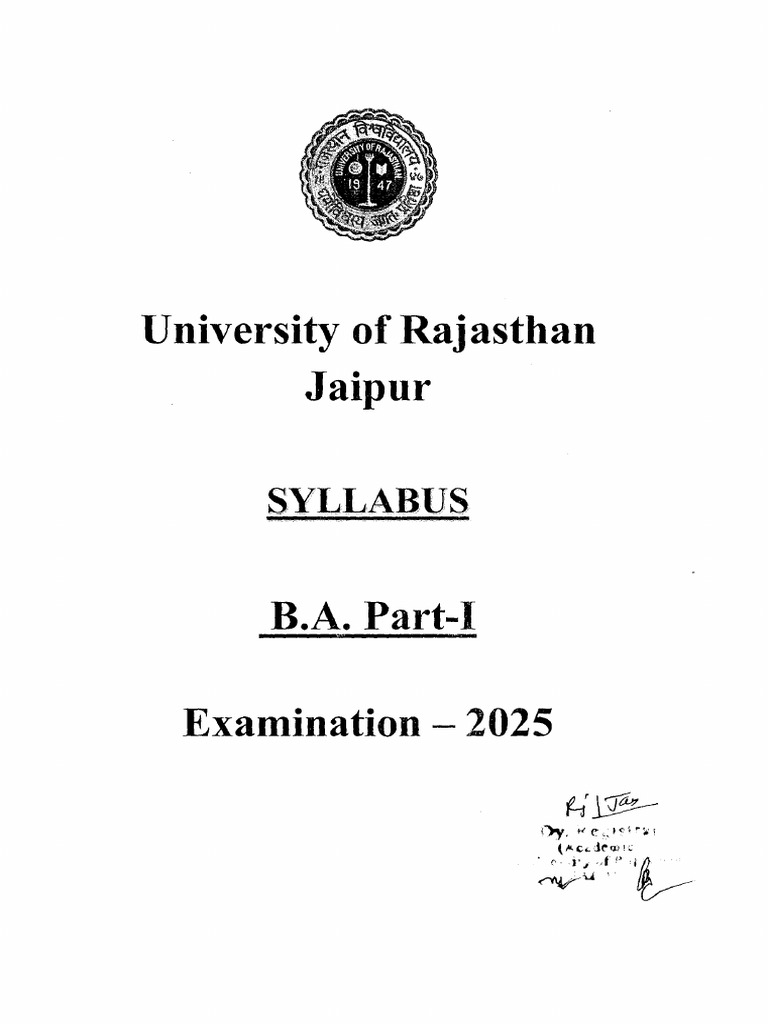 B.A. (Pass Course) Part-I Annual 2025 | PDF