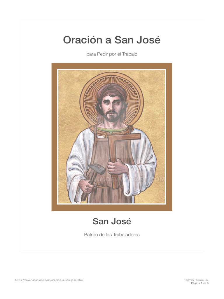 Oración A San José para Pedir Por El Trabajo | PDF | orador del Señor ...