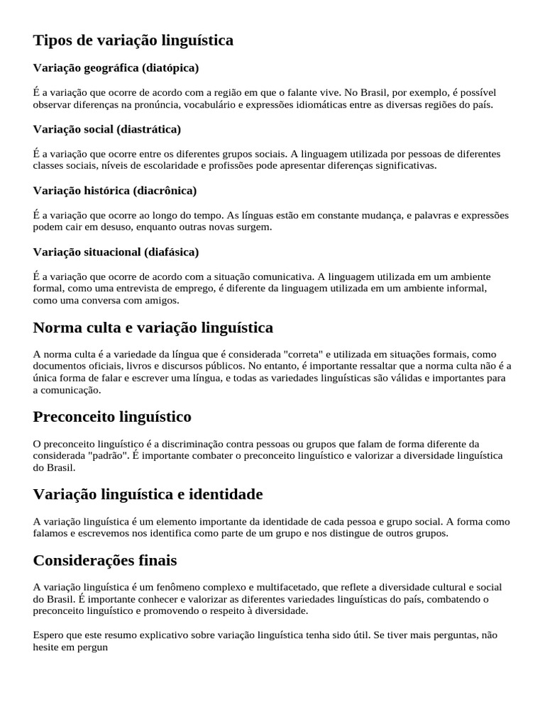 Tipos de Variação Linguística | PDF