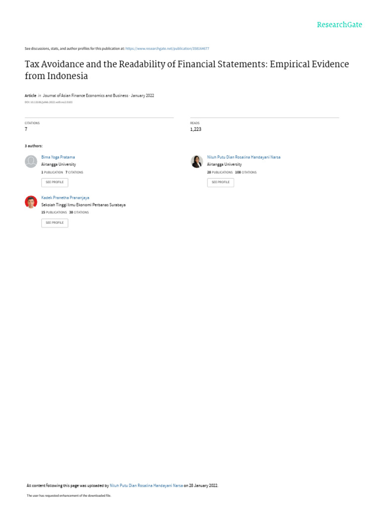 30) Tax Avoidance and The Readability of Financial Statements ...