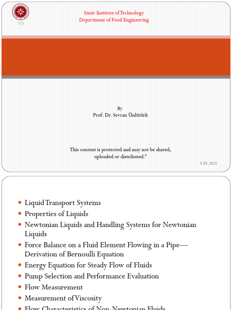 L3-Fluid Flow in Food Processing-Lecture 3A-S2025 | PDF | Fluid ...