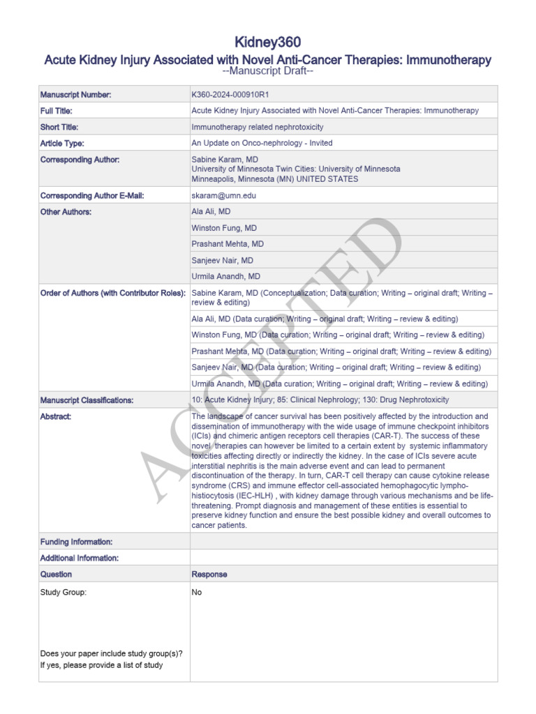 Acute Kidney Injury Associated With Novel.598 | PDF | T Cell | Immune ...