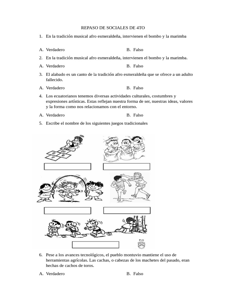 Repaso de Sociales de 4to | PDF | Ecuador
