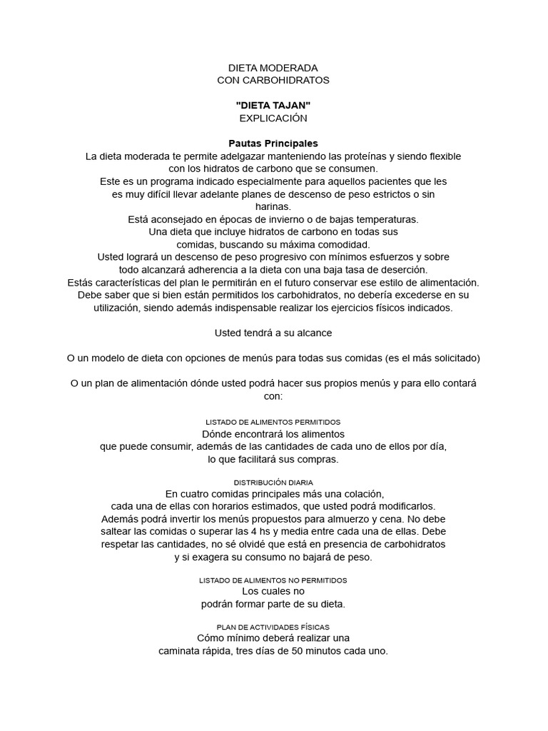 Dieta Moderada (Explicación) | PDF | Dieta | Carbohidratos