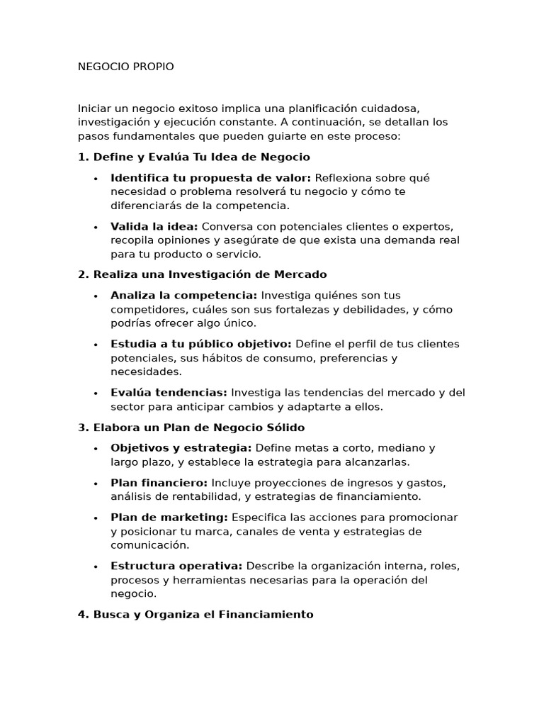 Pasos para Iniciar un Negocio Exitoso | PDF | Business | Economias