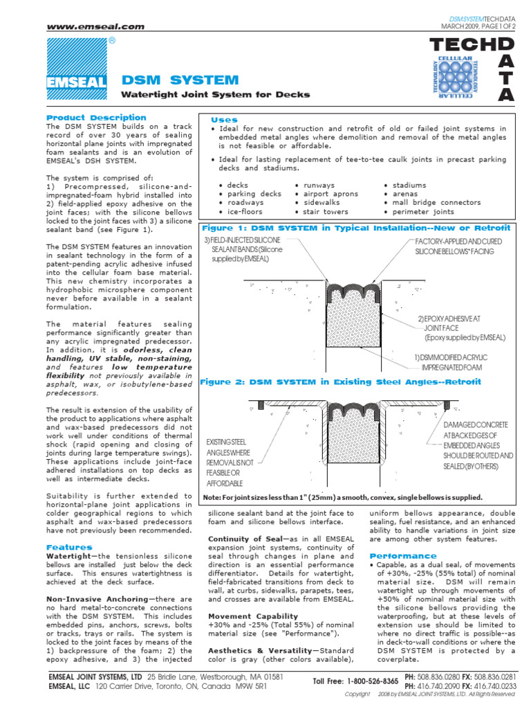 EMSEAL - DSM - TD - Xw - за покриви | PDF | Silicone | Building Materials