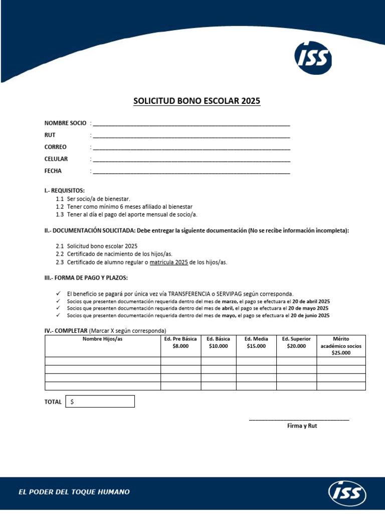 Solicitud Bono Escolar 2025 | PDF