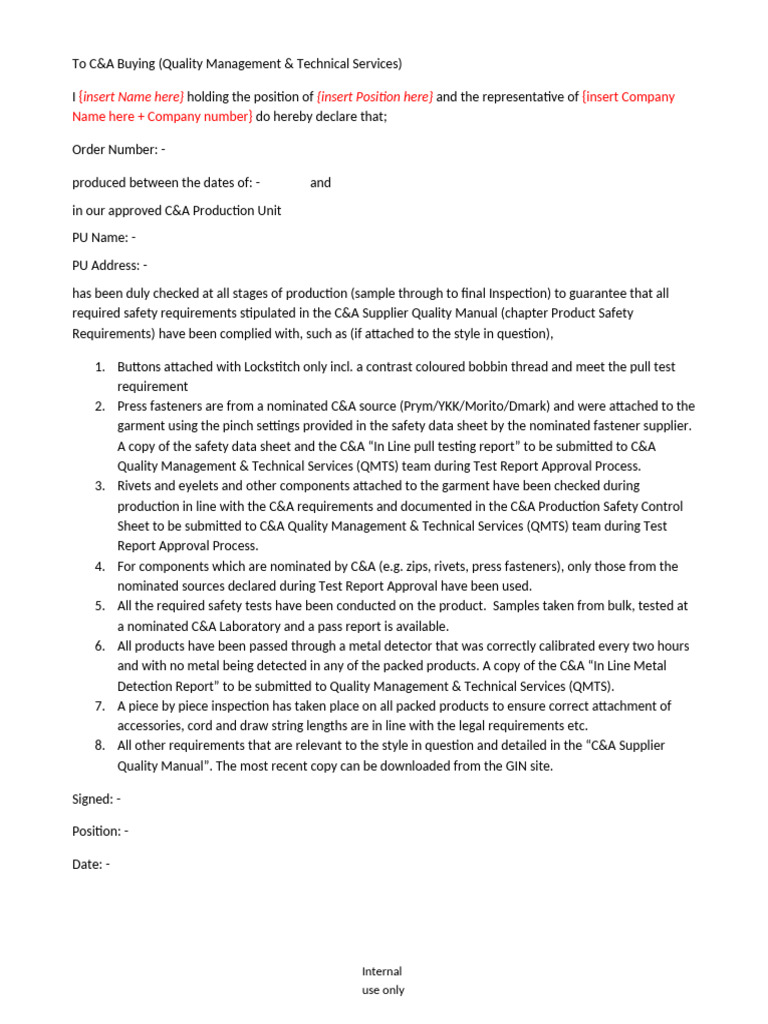 Supplier+Safety+Declaration+Form+-+01 05 2024 | PDF