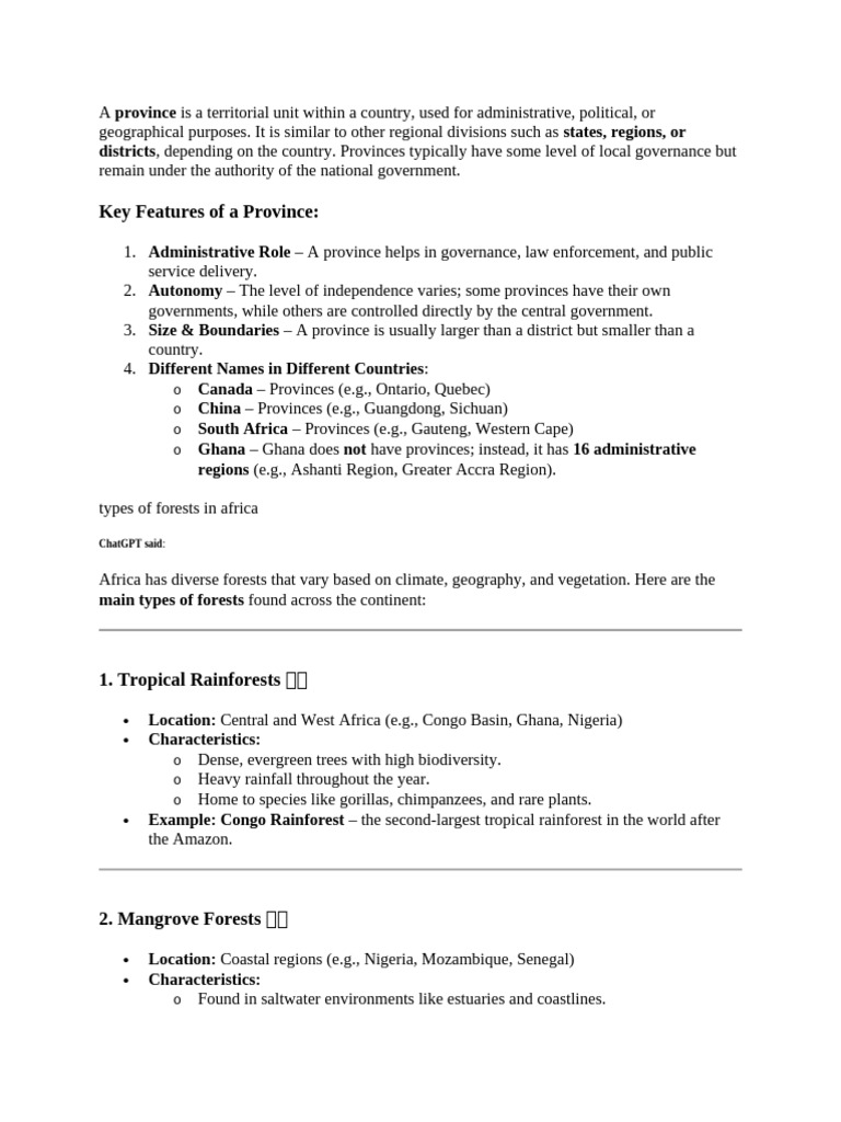 A Province Is A Territorial Unit Within A Country | PDF | Forests ...
