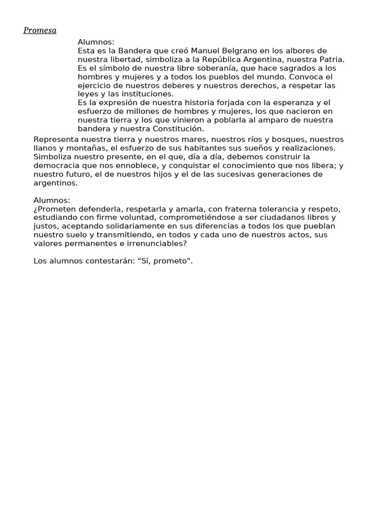 Promesa de Lealtad a la Bandera Argentina | PDF