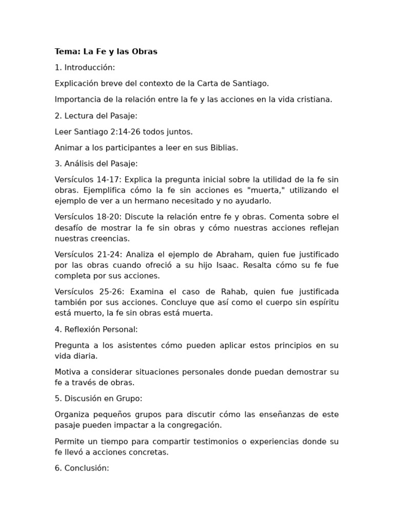 La Fe y las Obras en Santiago | PDF | Fe | Epístola de james