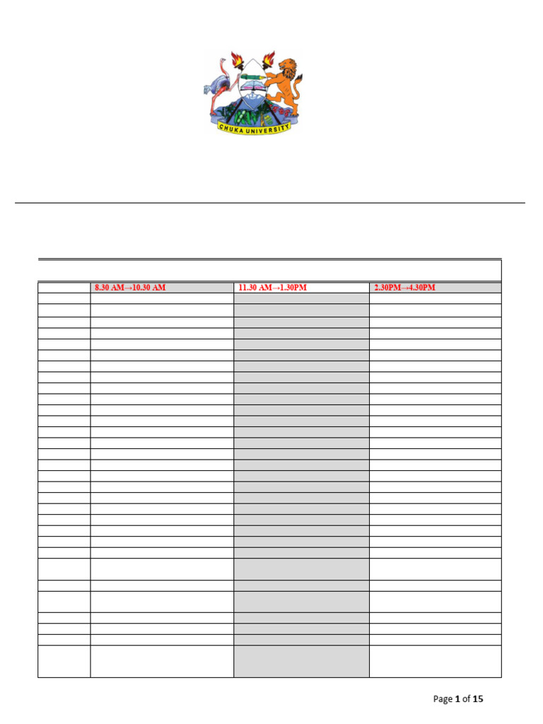 1st Draft January April 2025 Examinations Timetable Regular PDF