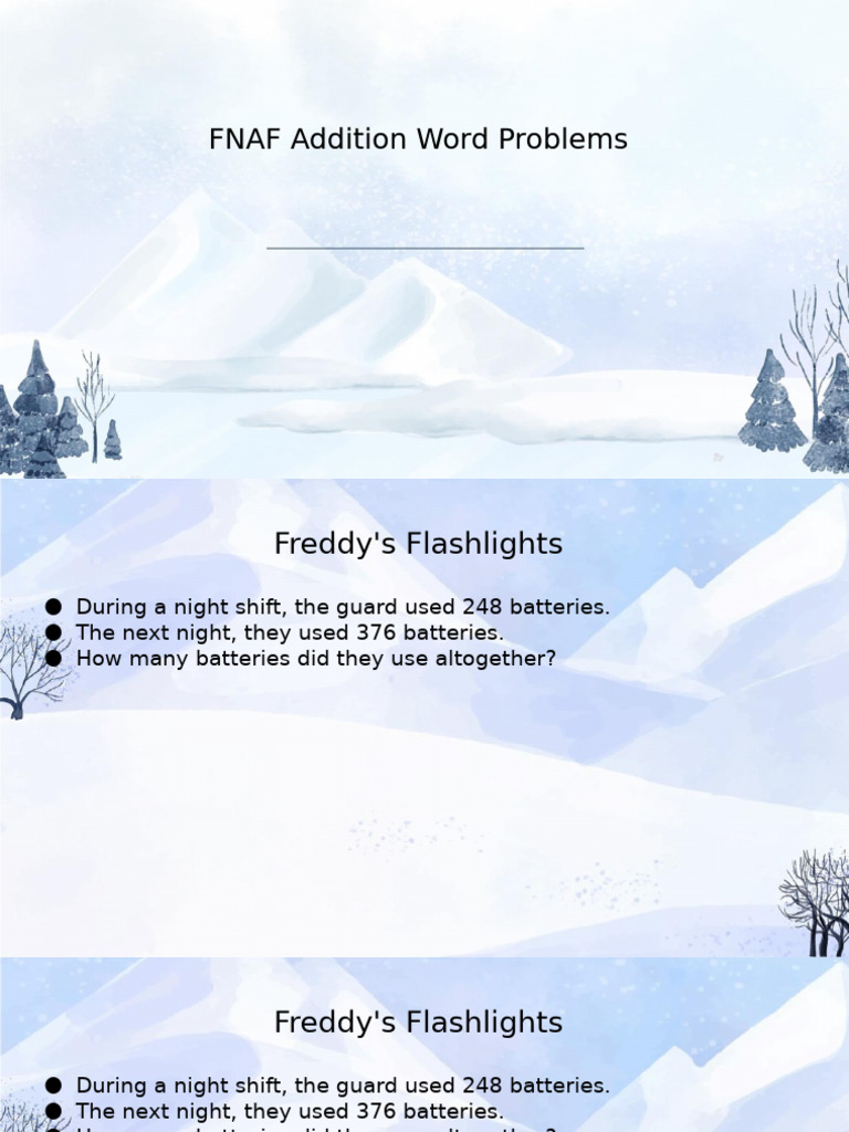 FNAF Themed Math Word Problems | PDF