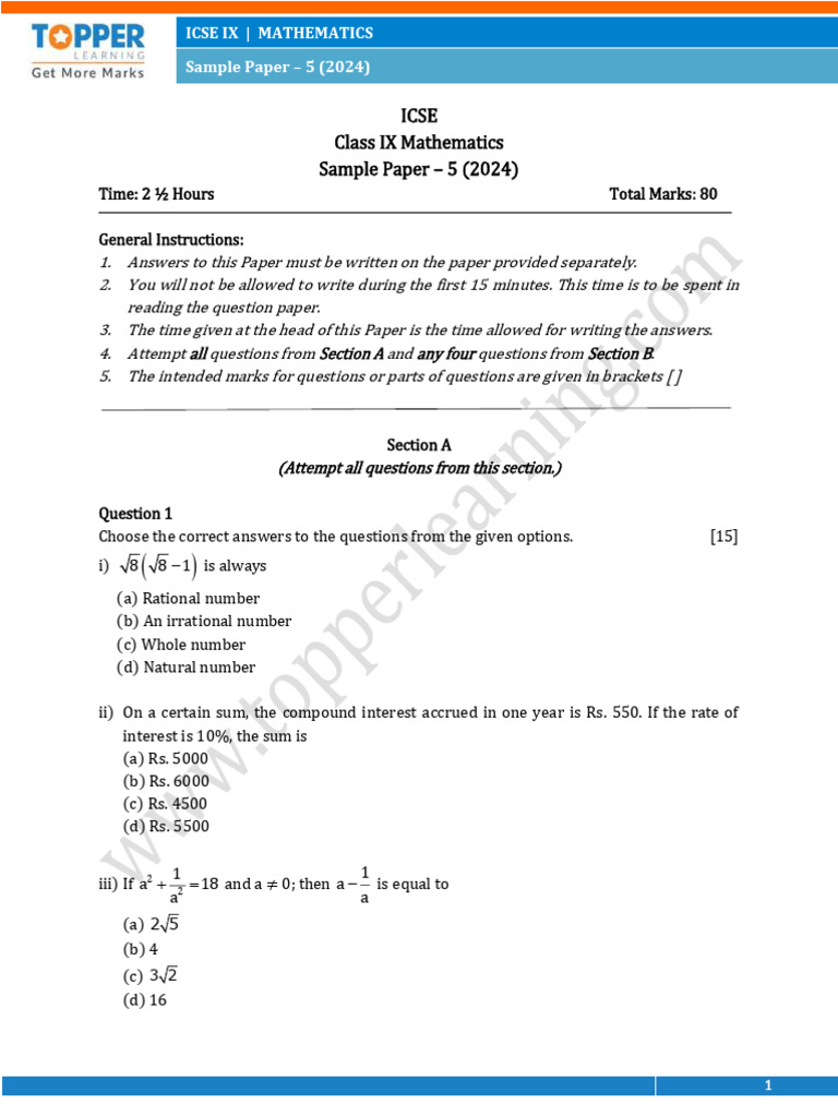 Topper 110 1 3 Maths Question Up202312201100 1703050242 407 | PDF ...