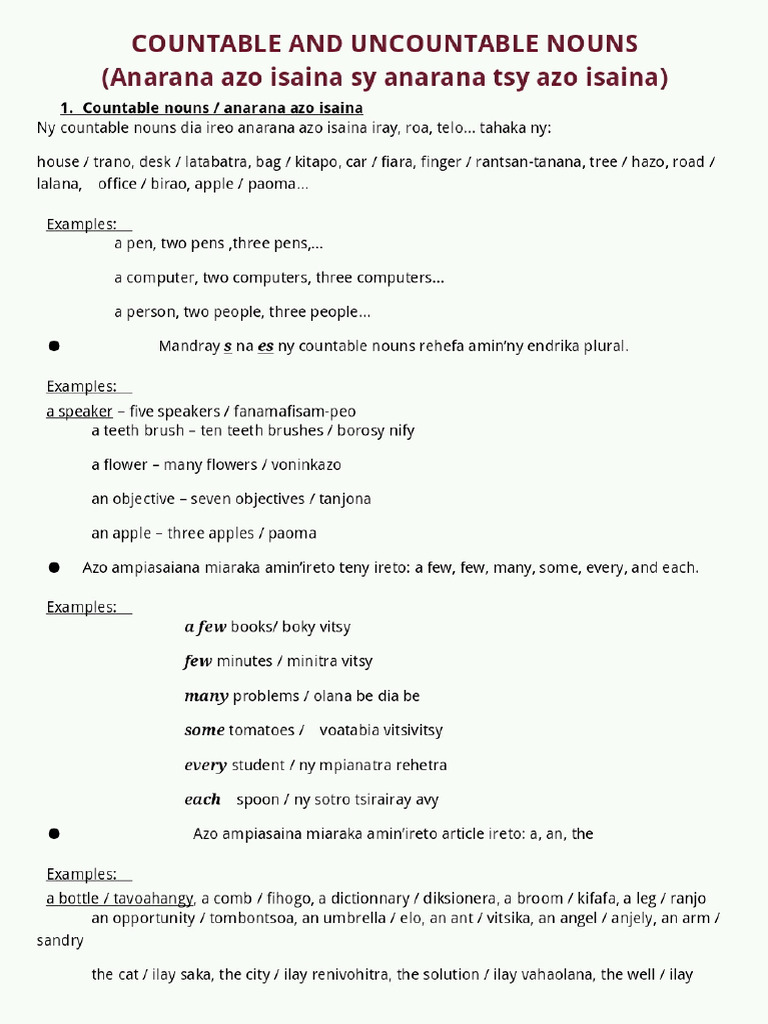 5-Count and Uncount Nouns | PDF