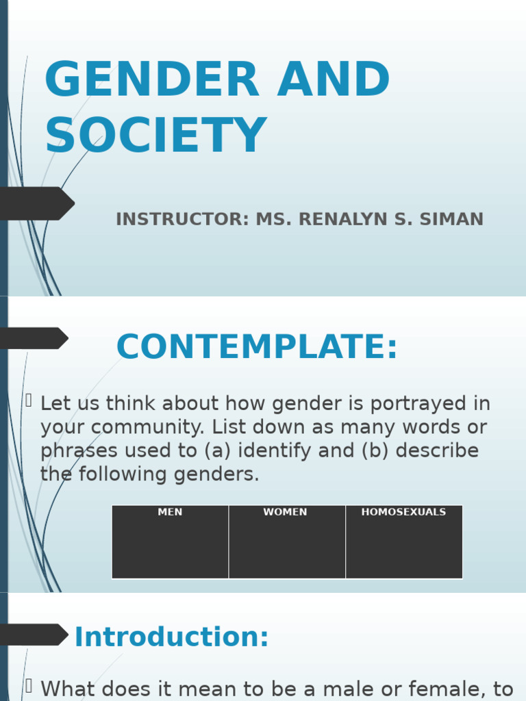 Understanding Gender and Society Dynamics | PDF | Gender | Gender Studies
