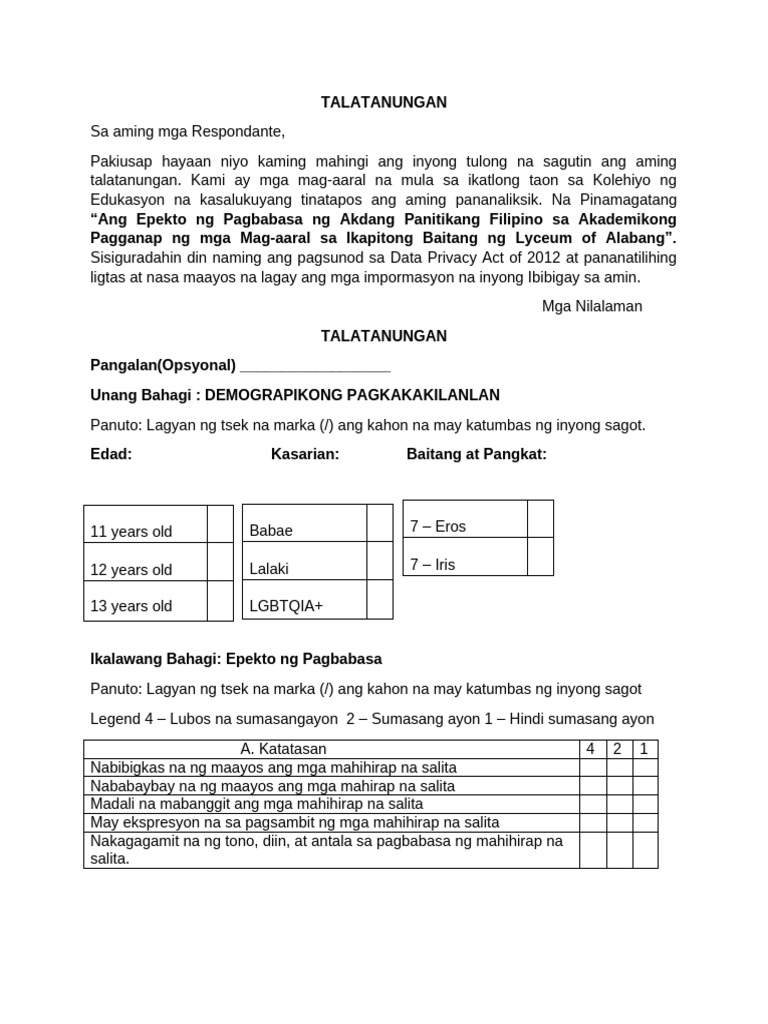 TALATANUNGAN | PDF