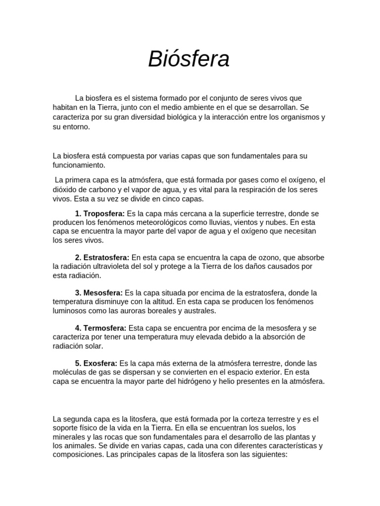 Mapa Conceptual de la Biosfera | PDF | Tierra | Atmósfera