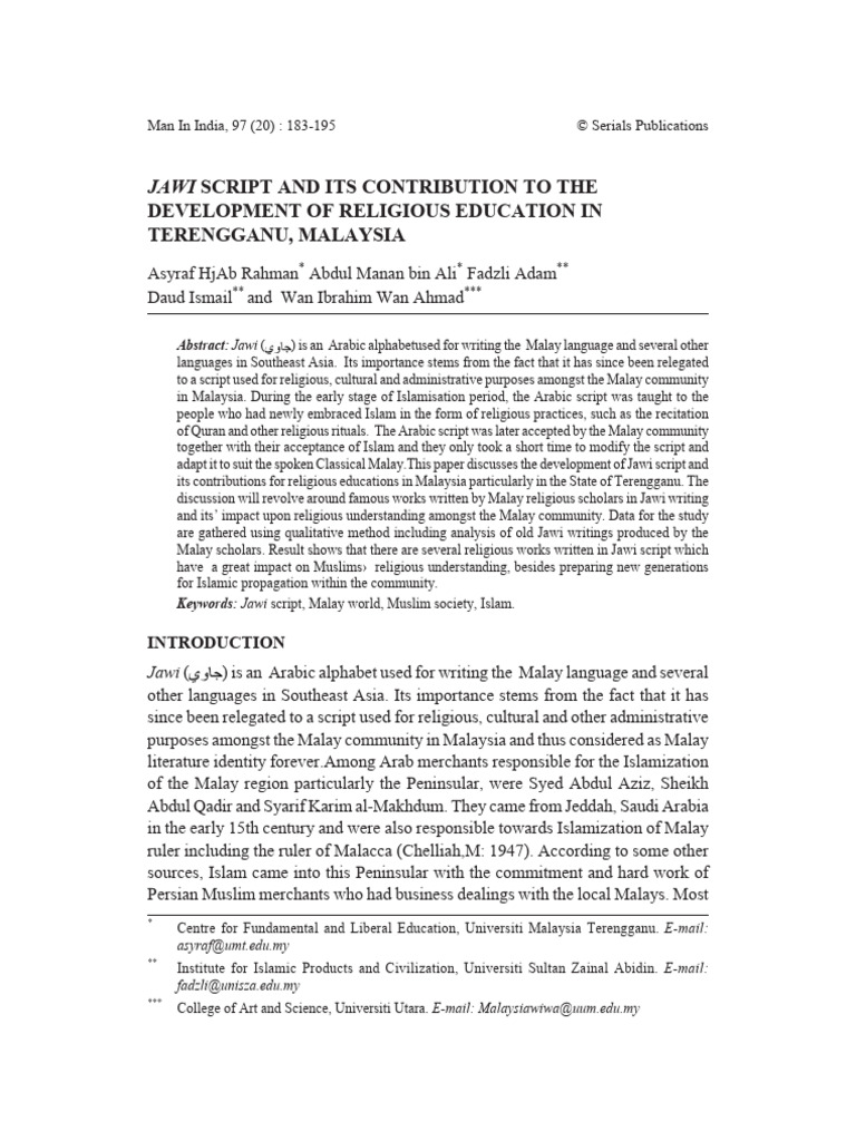 Jawi Script's Role in Terengganu's Islamic Education | PDF | Quran | Islam