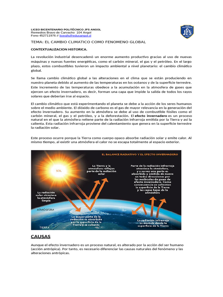 Cambio Climático: Causas y Efectos | PDF | Dióxido de carbono | Efecto ...