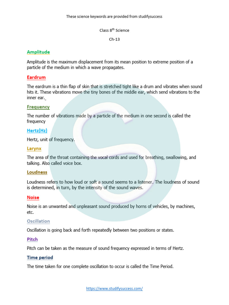Class 8 Science Ch-13 Keywords | PDF