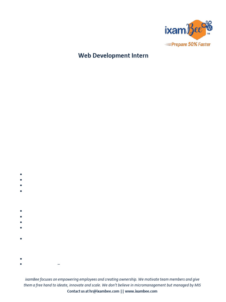 Web Development Internship at ixamBee | PDF