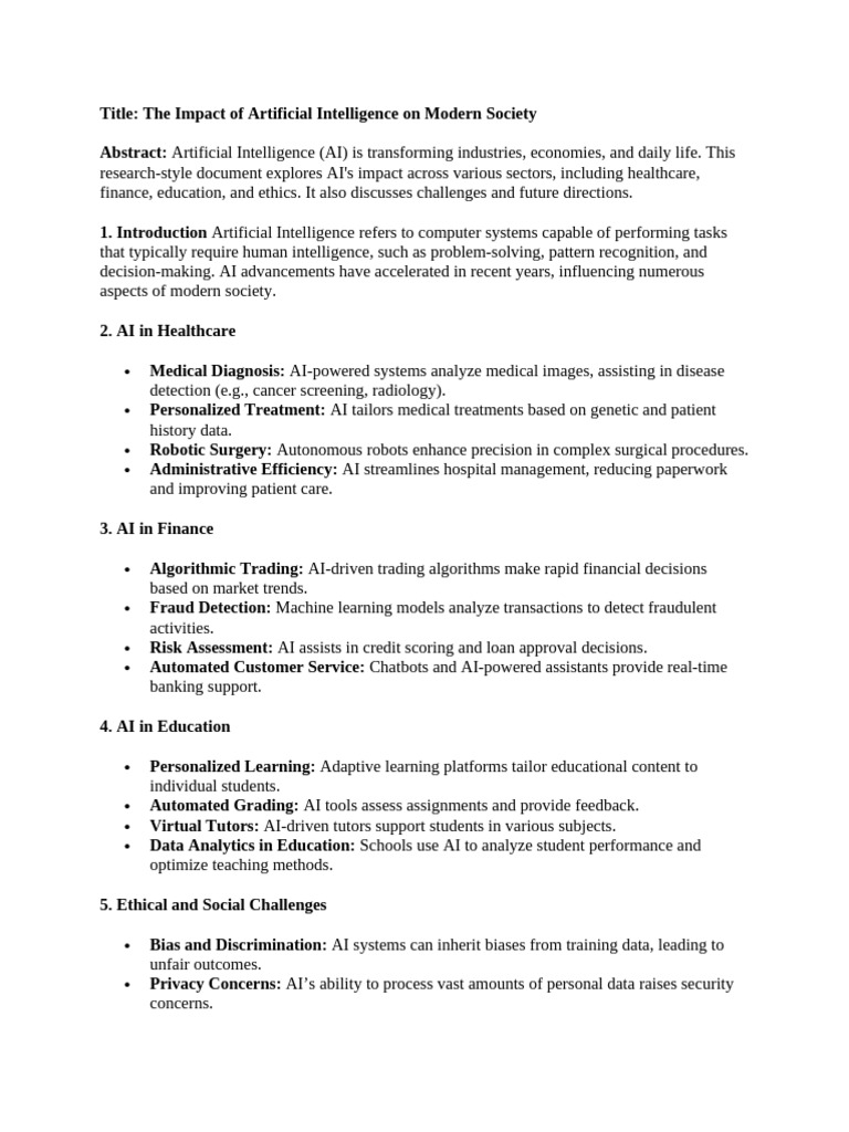 AI's Transformative Role in Society | PDF | Artificial Intelligence ...